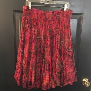 Coldwater Creek Paisley Print Red Skirt PL